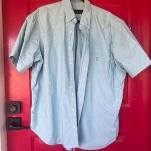 Men's 1XB Ralph Lauren Short Sleeve Blue Button Up